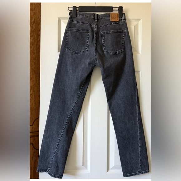 Toteme Twisted Seam Denim Jean Straight Leg Women Size 24 Mid Rise Grey Black - Picture 4 of 16